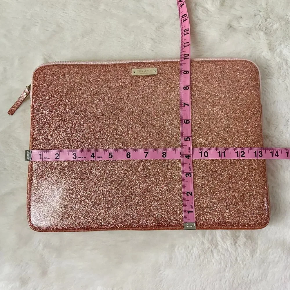 Kate Spade New York Rose Gold Glitter Padded Laptop Sleeve
